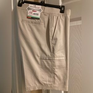 Mens Beige Grand Slam Golf Shorts Size 34 with Stretch 360 Waistband New w/Tags